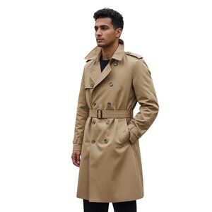 Vintage 90's Men's Christian Dior Wool Lined Double Breasted Belted Trench Coat